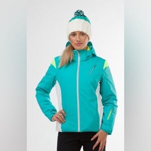 TEAL & NEON YELLOW SPYDER WOMEN'S PREVAIL SKI SNOW JACKET INSULATED sz 8